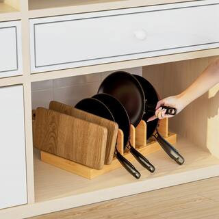 Bamboo Pot Lid Organizer Pot Lid Holder, Pot and Pan Organizer Drawer Organizer for Pot Lids and Pans | The Home Depot