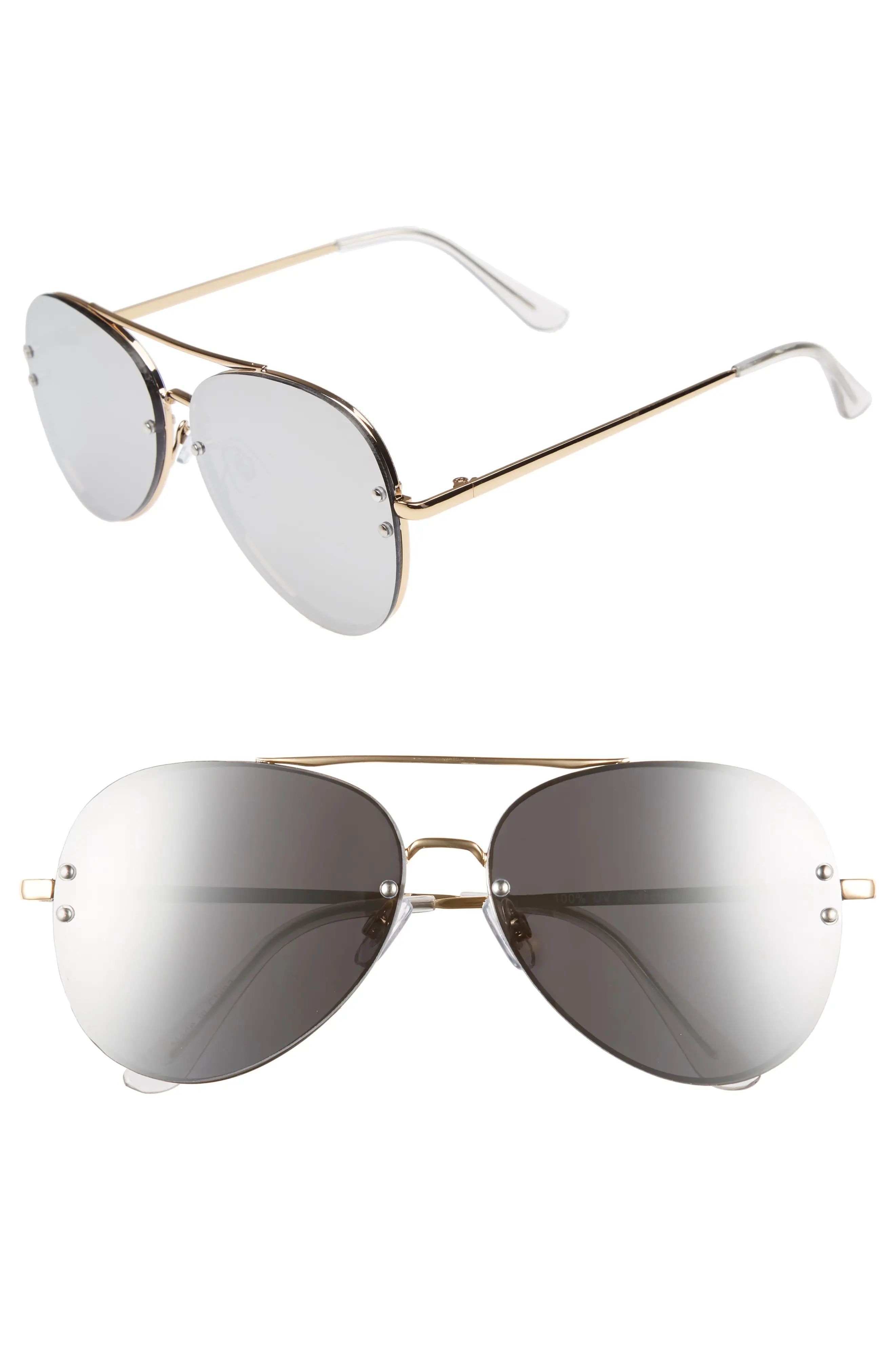 Women's Bp. 60mm Oversize Mirrored Aviator Sunglasses - Gold/ Silver | Nordstrom