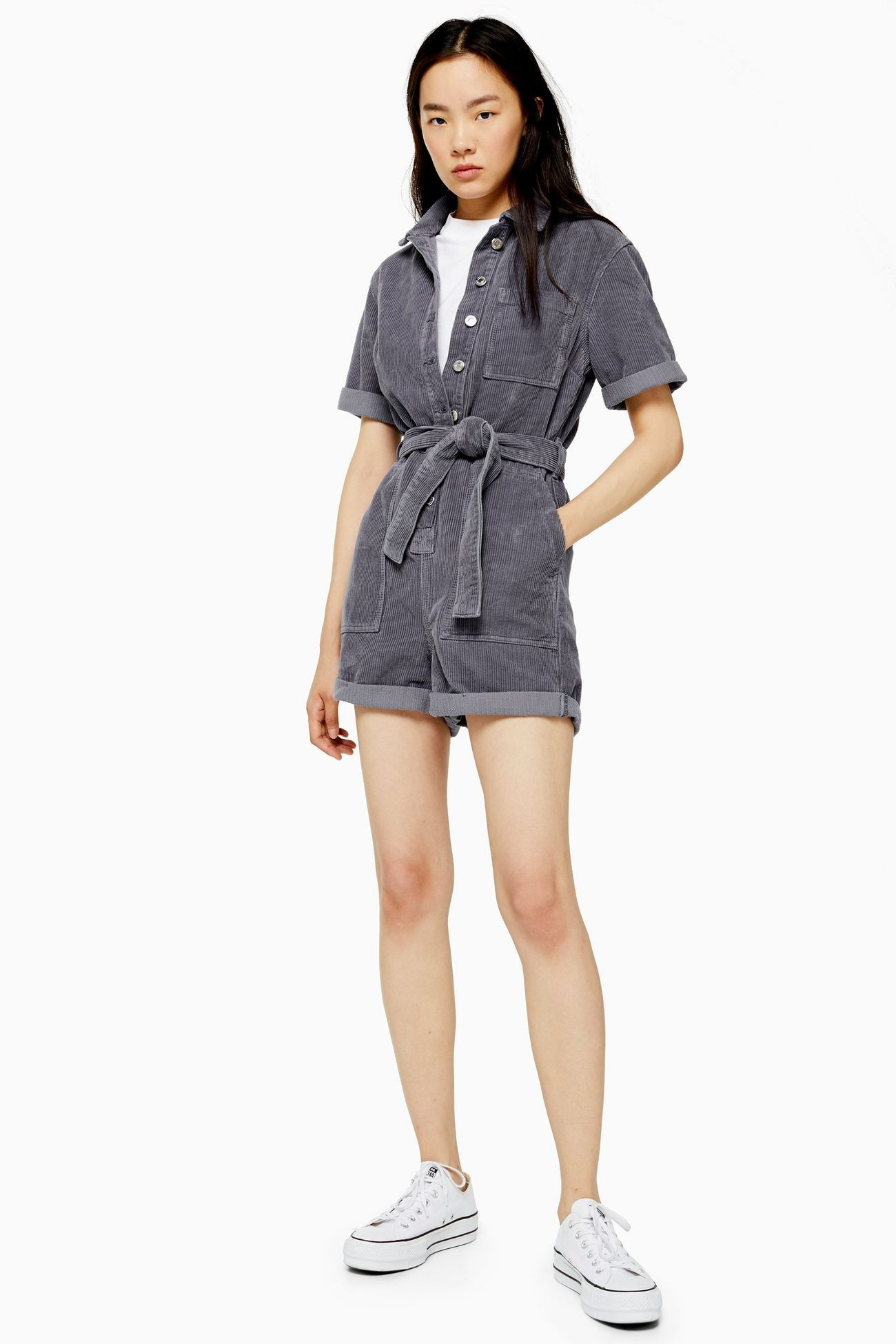 Blue Corduroy Playsuit | Topshop UK