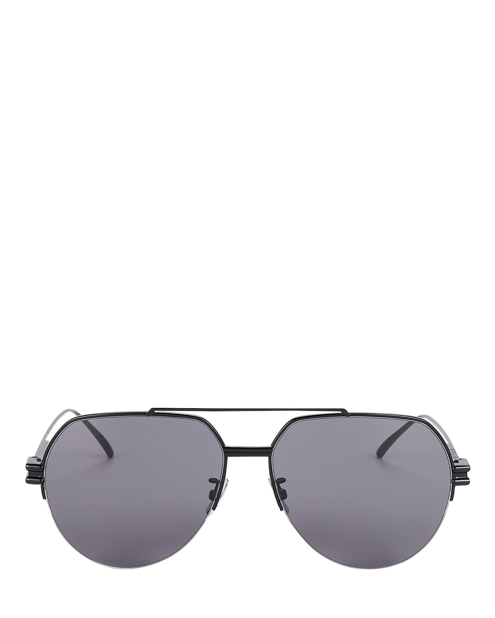 Bottega Veneta Wire Aviator Sunglasses, Black 1SIZE | INTERMIX