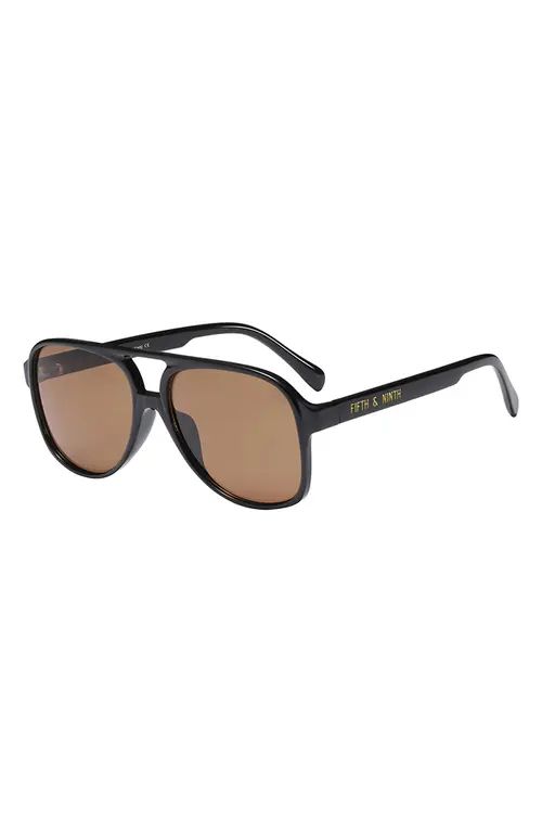 Fifth & Ninth Kingston Aviator 60mm Oval Sunglasses in Brown/Brown at Nordstrom | Nordstrom