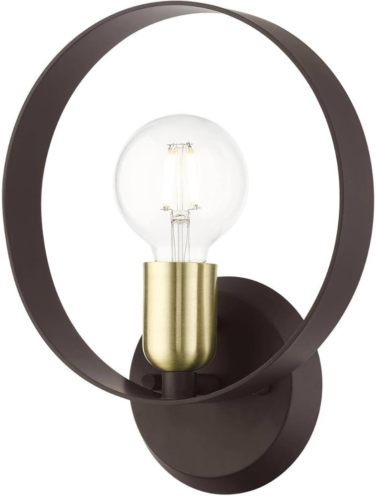 Livex Lighting 1 Light ADA Wall Sconce Bronze Finish with Satin Brass Finish Accents, 9 x 11 | Amazon (US)