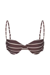 The Balconette Underwire Bikini Top in Espresso Odd Stripes | Anemos Swim (US)