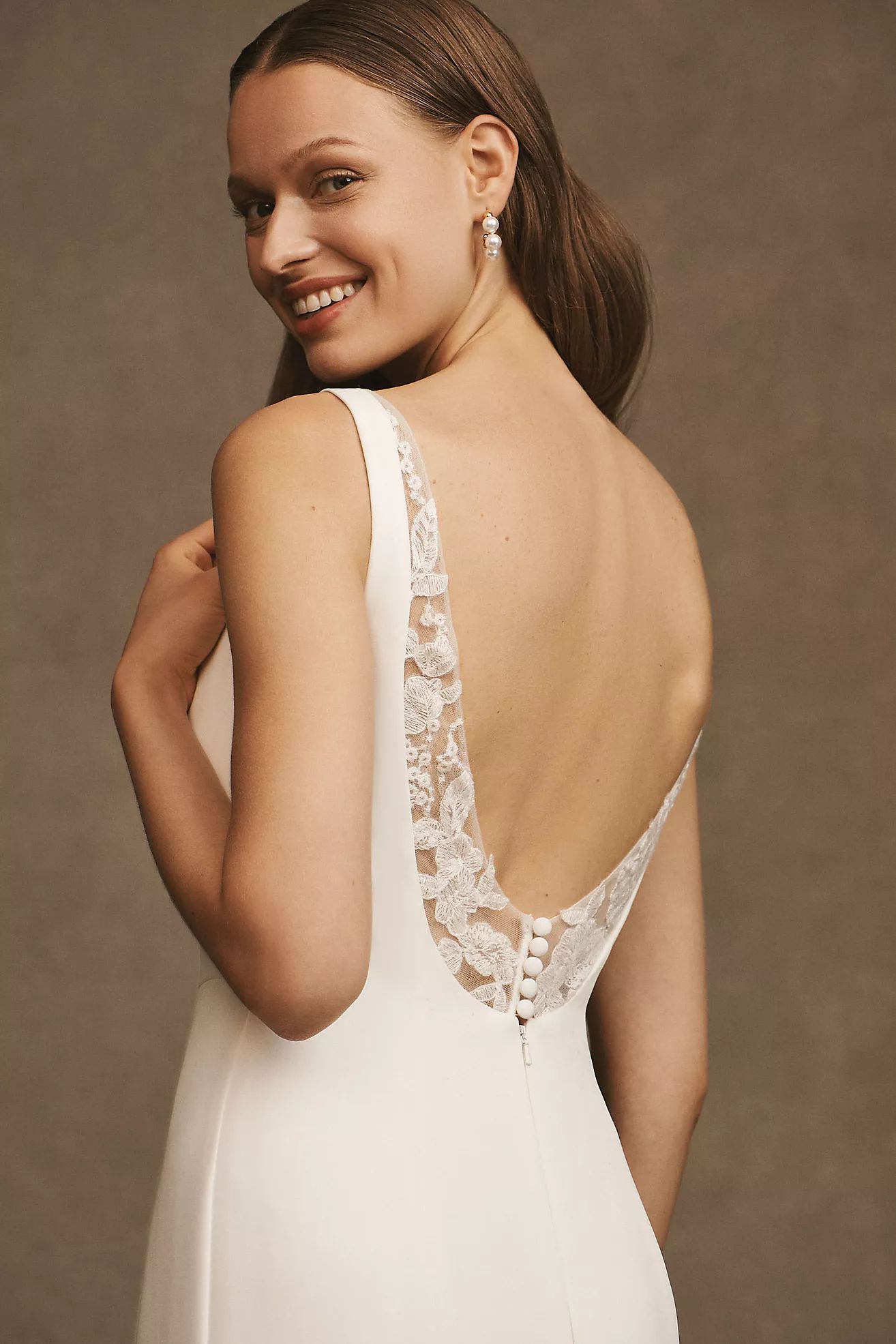 Jenny by Jenny Yoo Portia Square-Neck Fit & Flare Crepe Wedding Gown | Anthropologie (US)