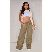 Shape Khaki Parachute Drawstring Pocket Detail Wide Leg Pants | PrettyLittleThing CAN