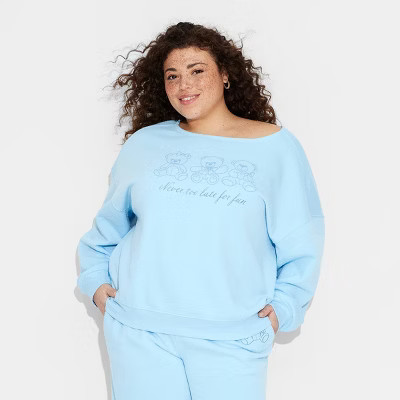 Women's Teddy Bear Graphic Sweatshirt - Blue 2X | Target