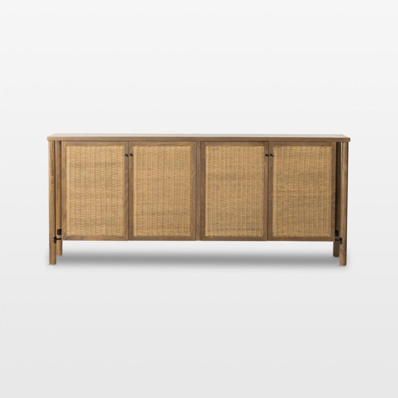 Veta 74" Taupe Cane and Wood Credenza + Reviews | Crate & Barrel | Crate & Barrel