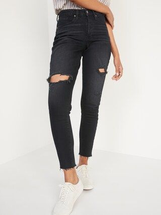 High-Waisted Button-Fly Curvy O.G. Straight Cut-Off Jeans for Women | Old Navy (US)