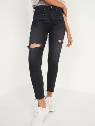 Curvy High-Waisted Button-Fly O.G. Straight Cut-Off Jeans for Women | Old Navy (US)