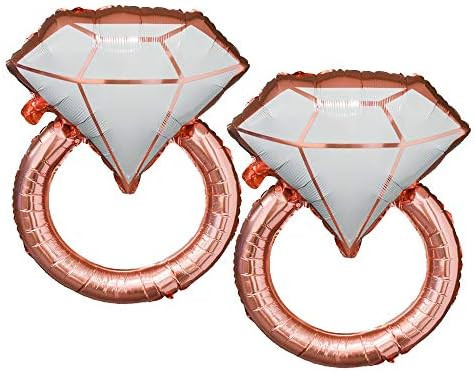 Tellpet Giant Diamond Ring Balloons, Bachelorette Engagement Wedding Party Decor, 2 pcs, Rose Gol... | Amazon (US)