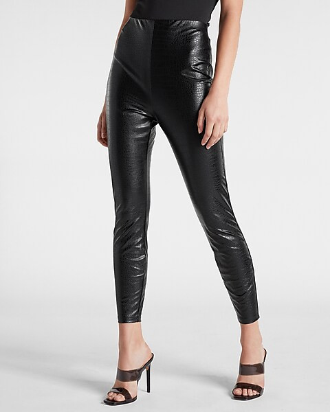 Super High Waisted Croc Faux Leather Leggings | Express