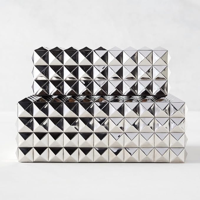Z Gallerie Silver Large Modern Studded Decorative Keepsake Storage Box with Lid for Organizing - ... | Amazon (US)