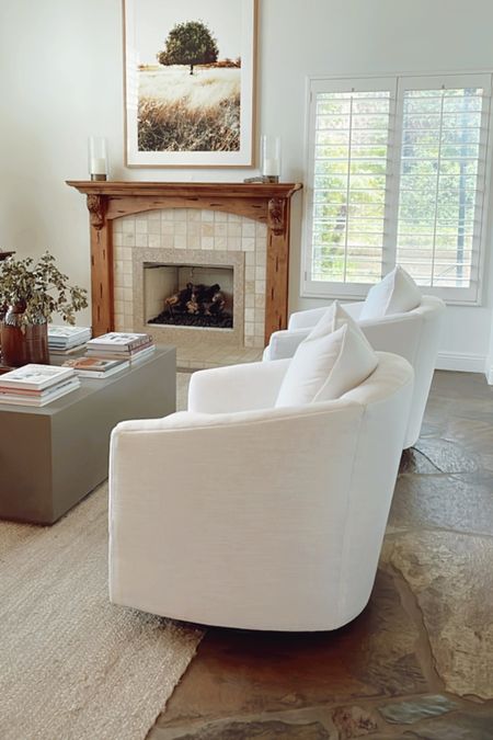 Love our white swivel barrel chairs! 

#swivelchair #barrelchair #sidechair #livingroomdecor #livingroomfurniture

#LTKhome
