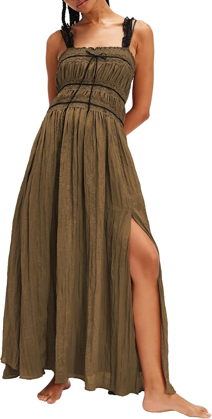 Gacaky Women's Summer Dress Boho Sexy Sleeveless High Waist Side Split A Line Beach Long Maxi Dre... | Amazon (US)