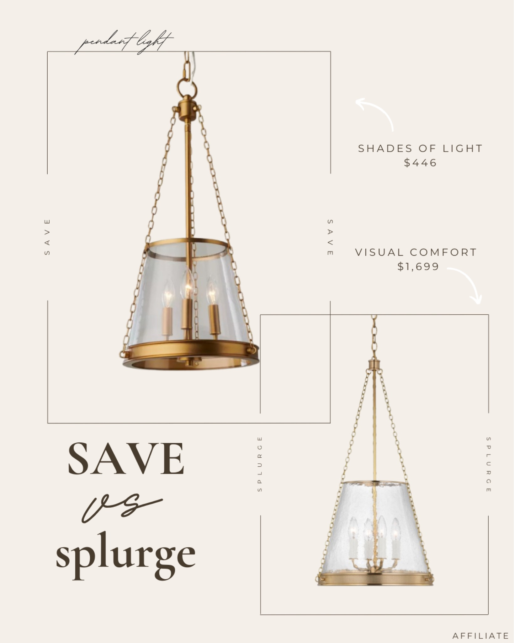 Save or Splurge 

Glass cone pendant light, Reese designer light fixture, designer look for less, island lighting kitchen light 

#LTKSaleAlert #LTKHome