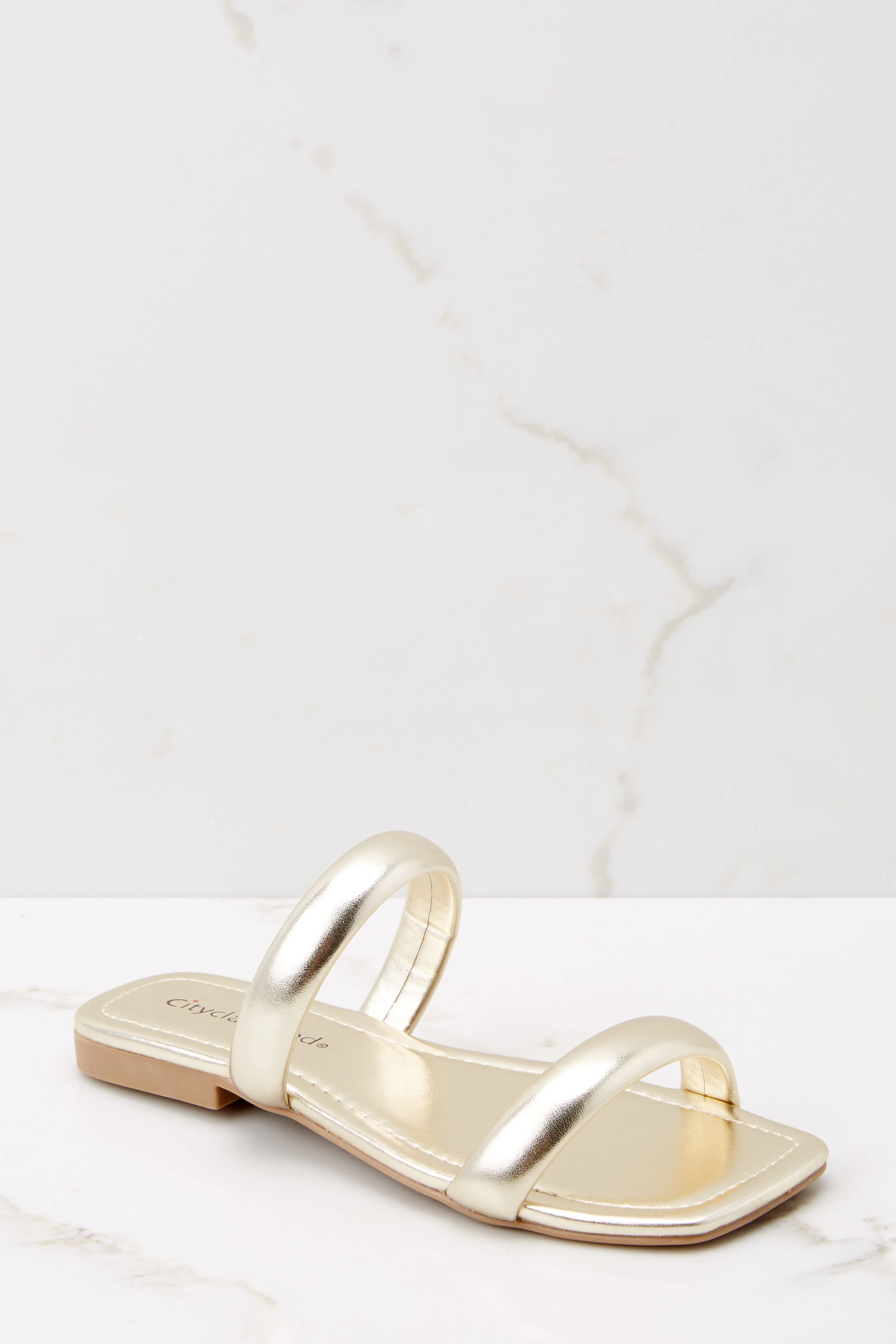 Her Moment Gold Sandals | Red Dress 