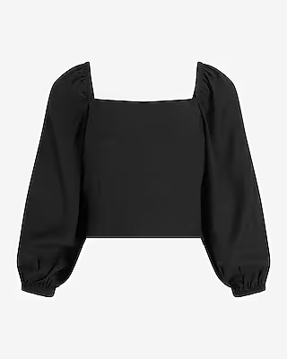 Cropped Tie Back Puff Sleeve Top | Express