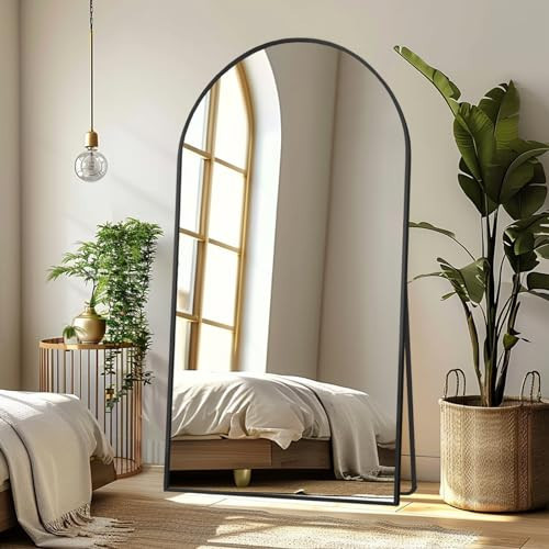 LFT HUIMEI2Y 76"x34" Arch Full Length Mirror, Large Full Body Tempered Mirror with Aluminum Alloy Frame for Living Room, Bedroom, Gym, Stand or Leaning Wall-Mounted, Black | Amazon (US)