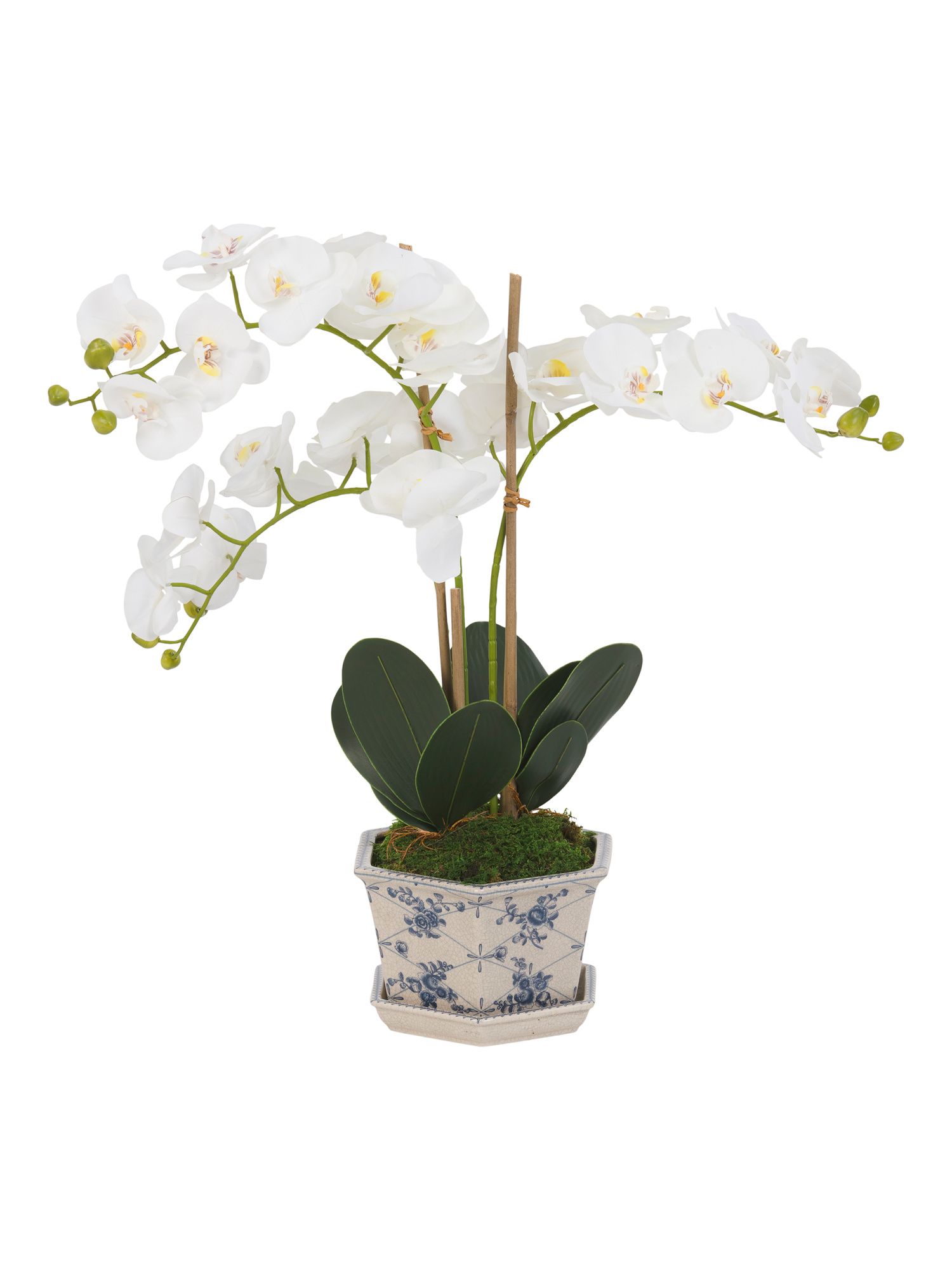 26in Faux Orchid In Chinoiserie Ceramic Planter | Marshalls