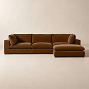 Deseo 4-Piece Praline Brown Performance Velvet Deep Depth Sectional Sofa | CB2