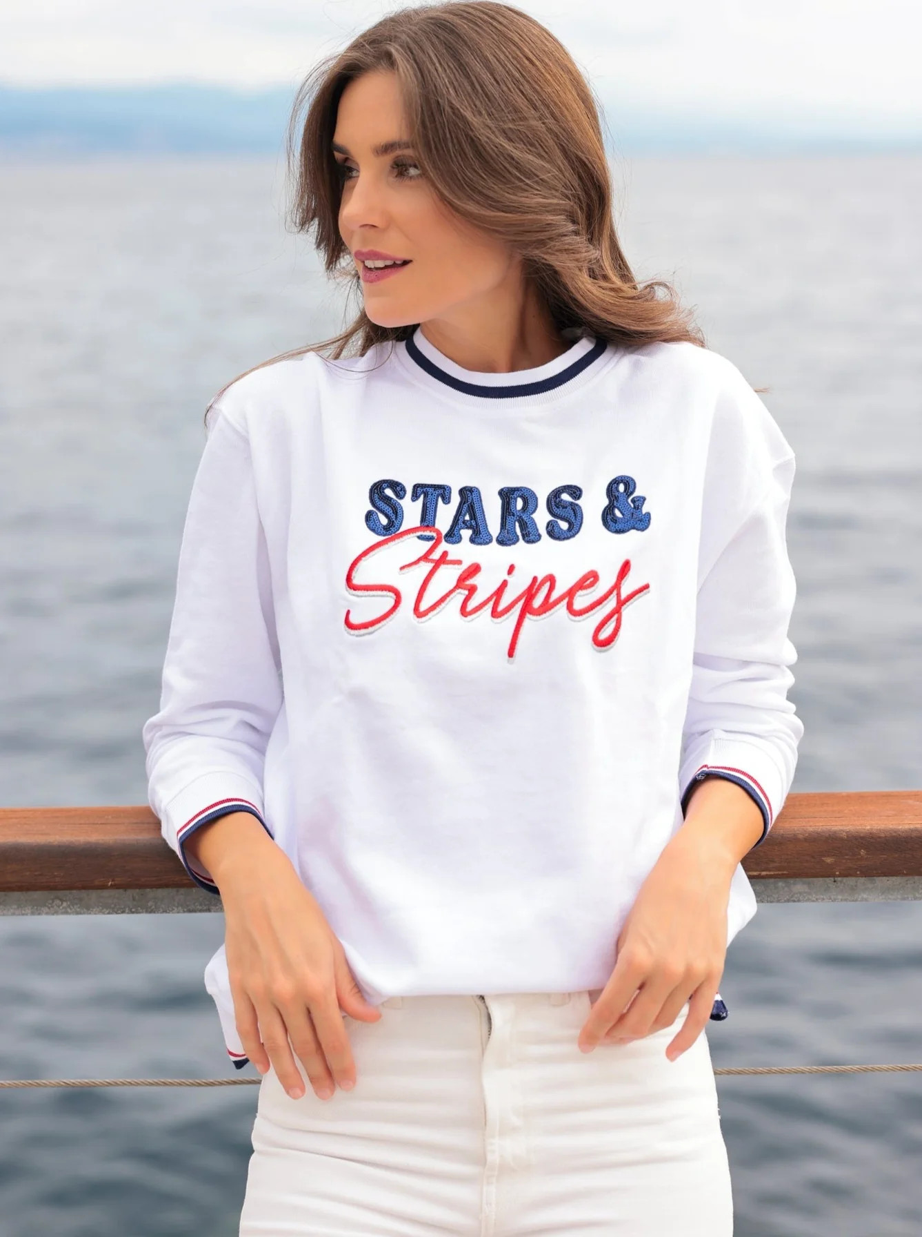 Shiraleah "Stars & Stripes" Sweatshirt, White | Shiraleah