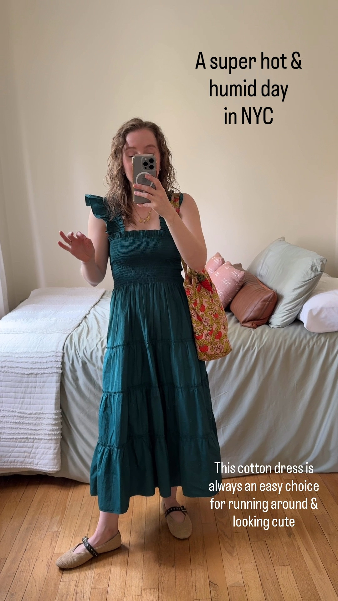 Hot weather ootd in nyc. The comfiest smocked cotton dress from @Quince free shipping & returns for 365 days. Wearing xs I’m 5ft 2 117 lbs

#LTKSeasonal