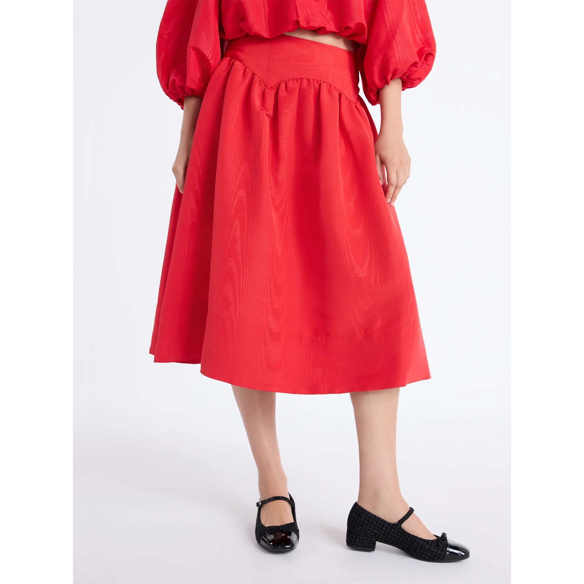 Free Assembly Women's and Women's Plus Shirred Yoke Midi Skirt, Size 0-26 | Walmart (US)