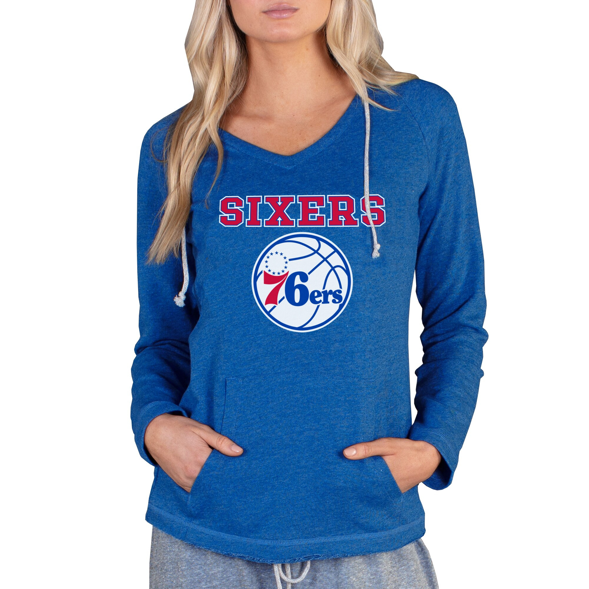Women's Philadelphia 76ers Concepts Sport Royal Mainstream Terry Hooded Top | NBA Shop