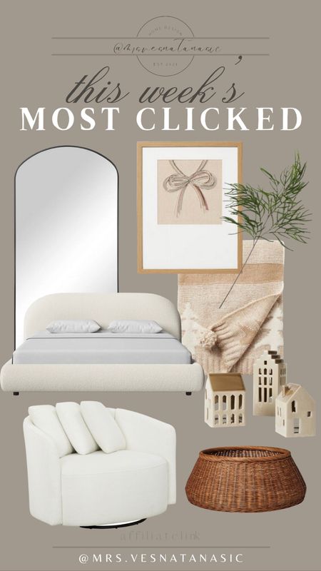 This week’s most clicked items! You guys love this bed that’s very similar to our basement room bed. Such great price too! I love the sleek design of this mirror!

Bed, Holiday decor, Holidays, Christmas decor, accent chair, Wayfair, Wayfair finds, Wayfair home, Walmart find, Walmart home, Walmart finds, mirror, Studio McGee, Studio McGee home, accent chair, Norfolk stem, 

#LTKhome #LTKHoliday #LTKSeasonal