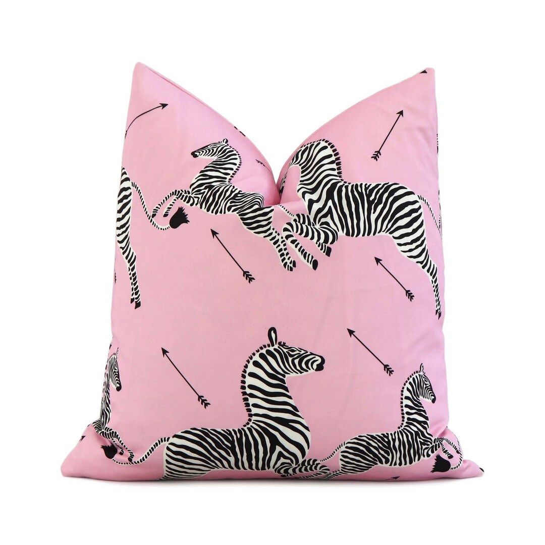 Scalamandre Zebras Petite Peony Pink Decorative Throw Pillow - Etsy | Etsy (US)