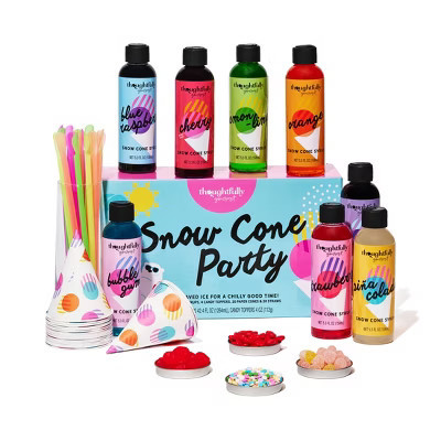 Thoughtfully Gourmet, Snow Cone Party Gift Set, Includes Ingredients for 20 Snow Cones, 8 Flavored Syrups, Toppings, and Paper Cups, Set of 20 | Target