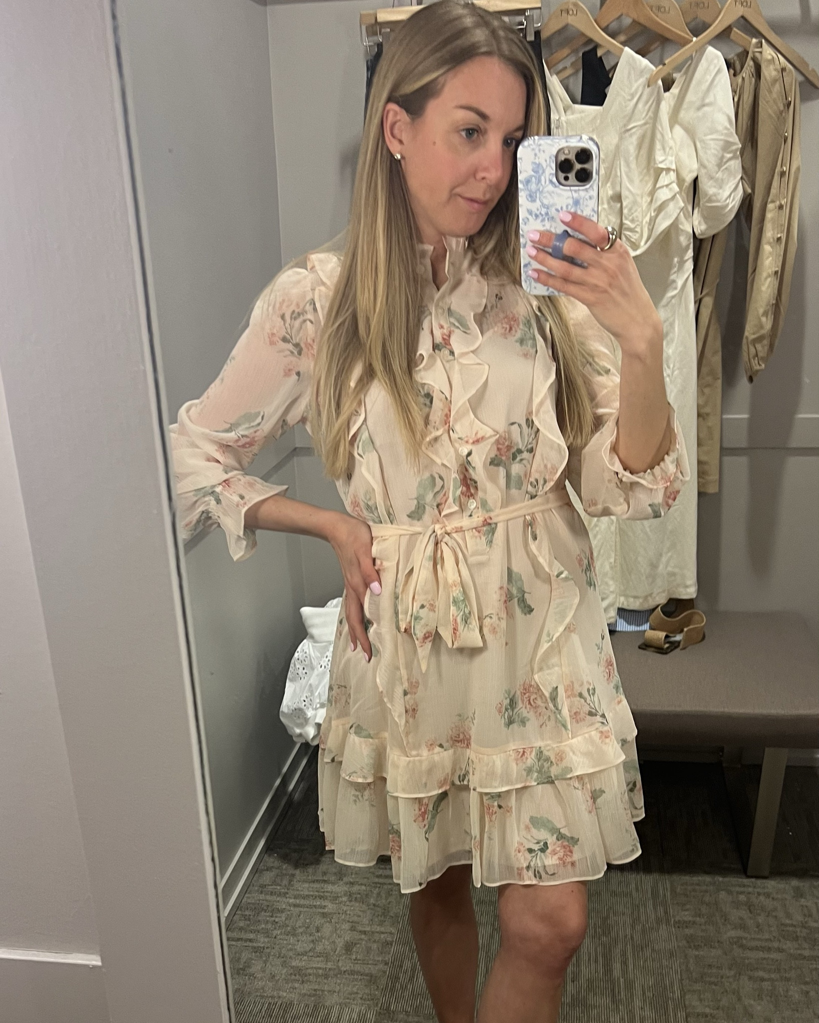 Pretty little floral dress that is $44 on sale today — what a steal! It’s so dreamy. And a matching cami and skirt set that is so beautiful. You have to see it in person. You can wear this for bridal and baby showers, or Easter and Passover. 

I’m wearing a small in dress and extra small in cami and skirtt