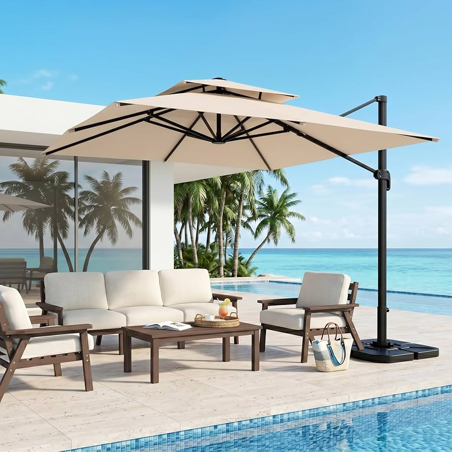 Kingdura 10' X 10' Cantilever Patio Umbrella with Double Top Vent, Large Square Aluminum Outdoor ... | Amazon (US)