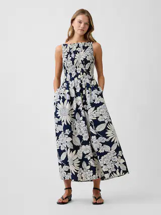 Smocked Boatneck Maxi Dress | Gap Factory