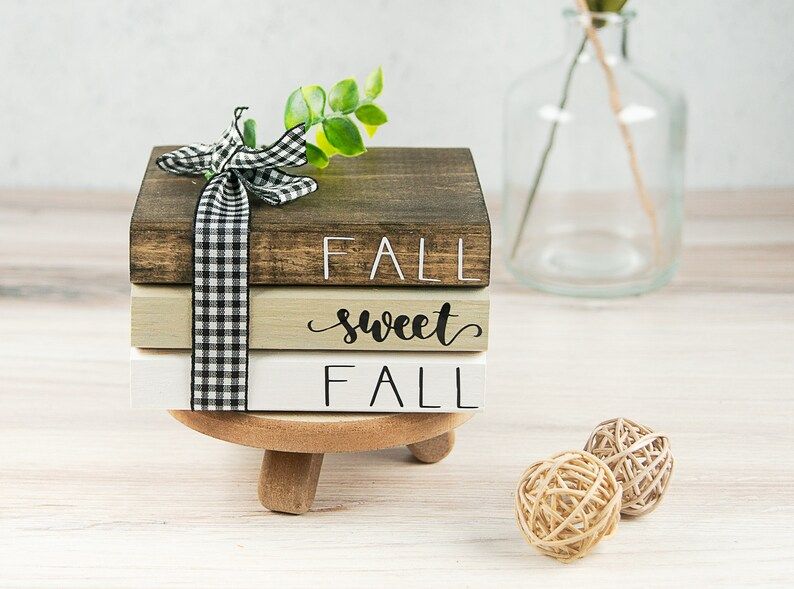 Mini Decorative Wooden Books Fall Sweet Fall Autumn | Etsy | Etsy (US)