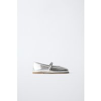 Zara - Metallic Ballet Flats - Silver - 9½ (6.4 Inches) - Kids | Zara US
