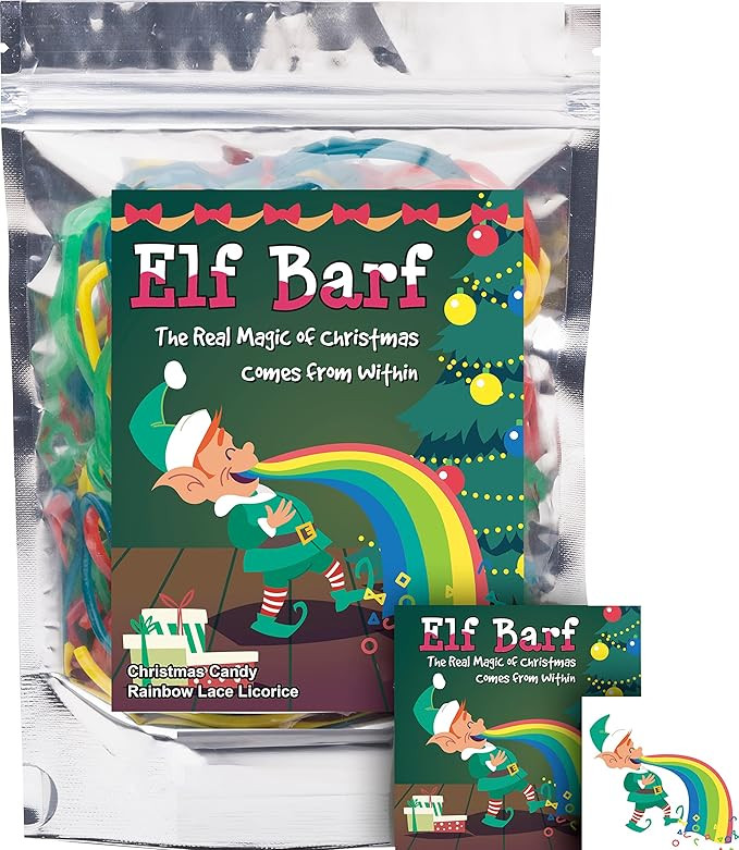 Elf Barf Rainbow Lace Licorice Funny Unique Christmas Stocking Stuffer Gag Birthday Girl, Boy and... | Amazon (US)