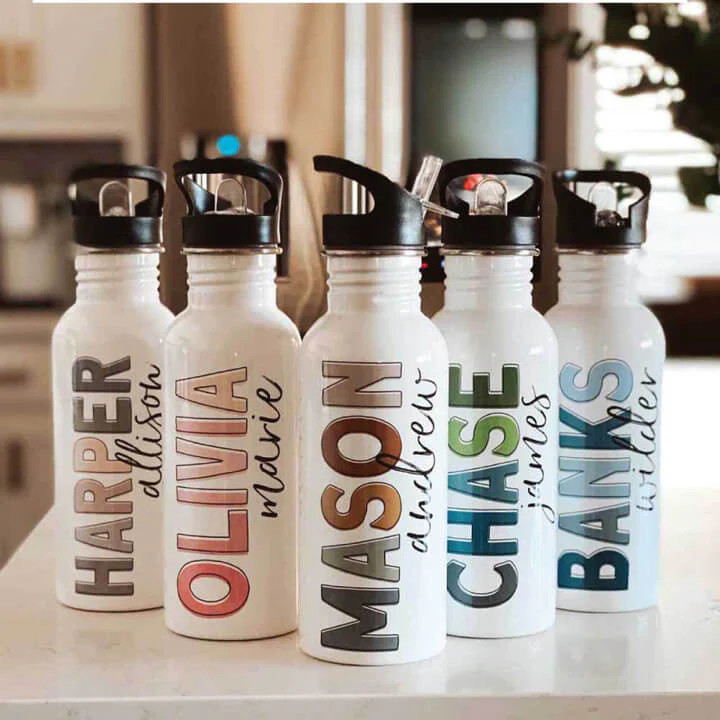 Personalized Kids Color Block Water Bottles | Caden Lane