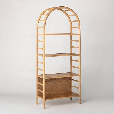 72" Holladay Curved Wooden Bookcase Natural - Threshold™ designed with Studio McGee: Elegant Arched Design, 4-Shelf Display | Target