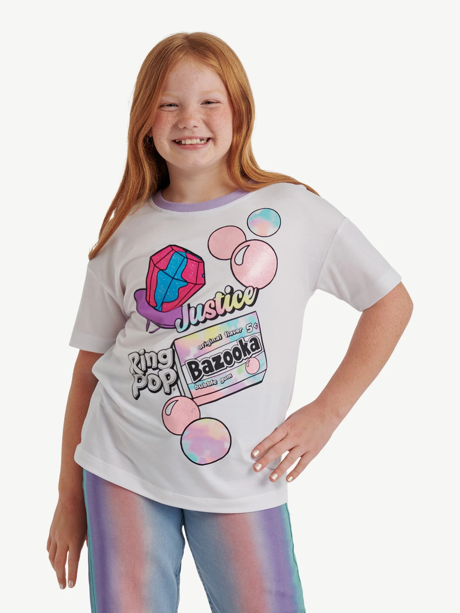 Justice Girls Ring Pop Collab Oversized Tee, Sizes XS-XLP - Walmart.com | Walmart (US)