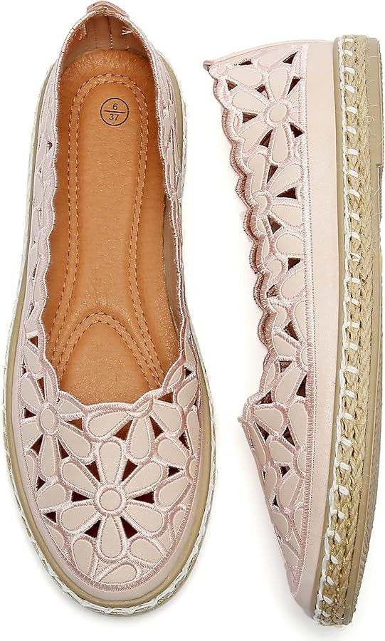 HEAWISH Women’s Ballet Flat Daisy Round Toe Dress Shoes Casual Slip On Rope Loafer | Amazon (US)