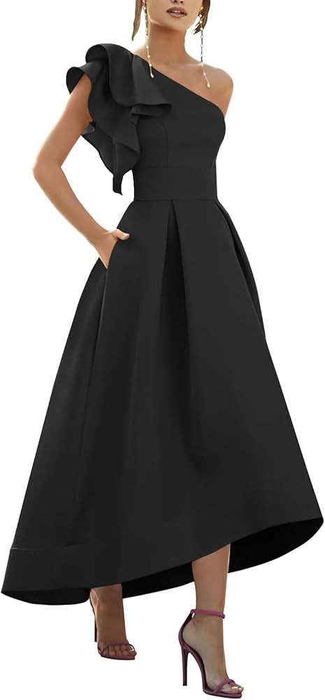 Bedlover Satin Prom Dresses 2025 Ruffle One Shoulder High-Low Formal Evening Party Gowns for Wome... | Amazon (US)
