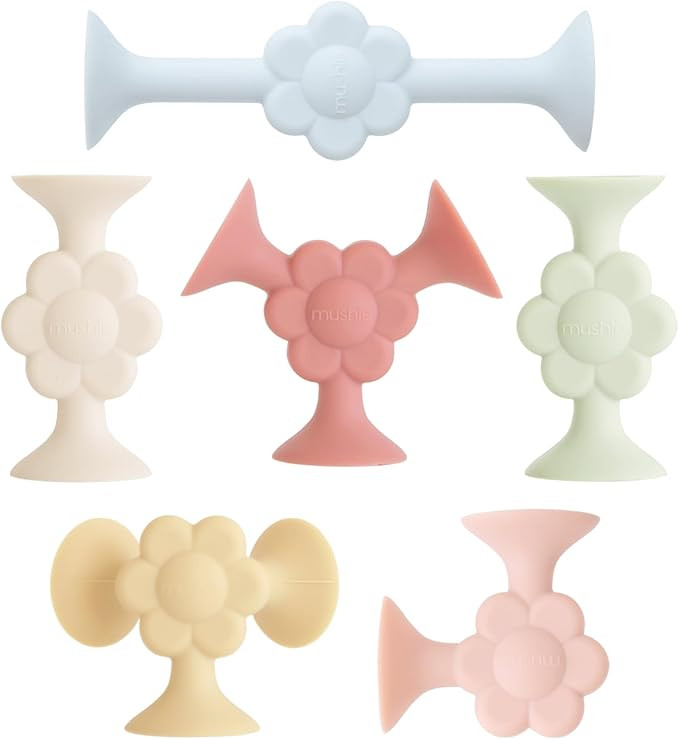 mushie Silicone Suction Builder Toy | 18 pcs for Kids 3 Years+ (Daisy) | Amazon (US)