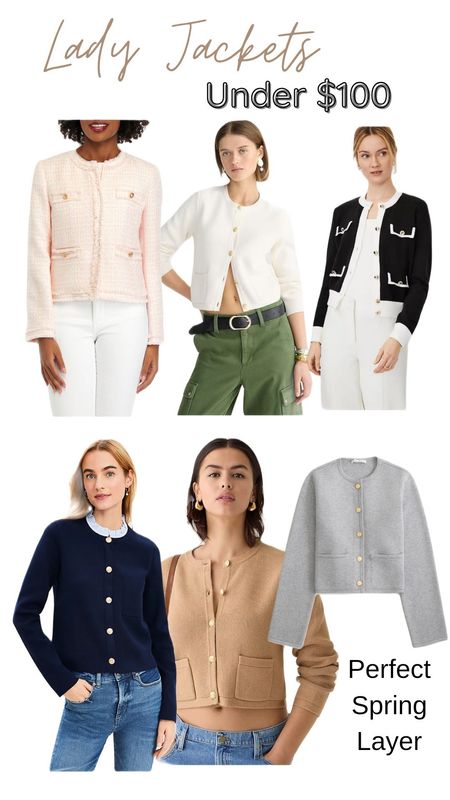 Lady jackets are the spring layer right now! Here are several cute options under $100.

#LTKfindsunder100 #LTKstyletip #LTKworkwear