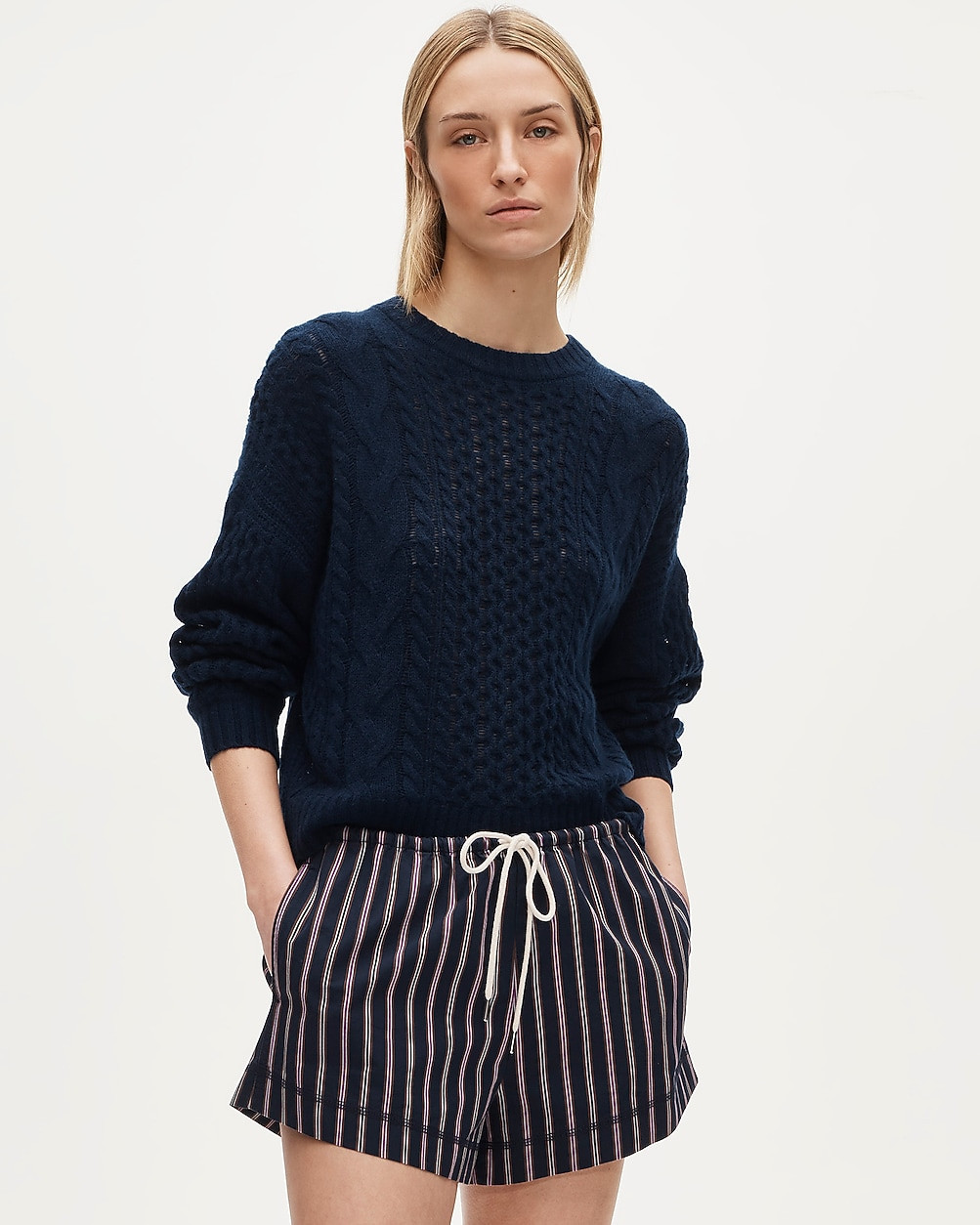 Cruise drawstring short in striped cotton poplin | J. Crew US
