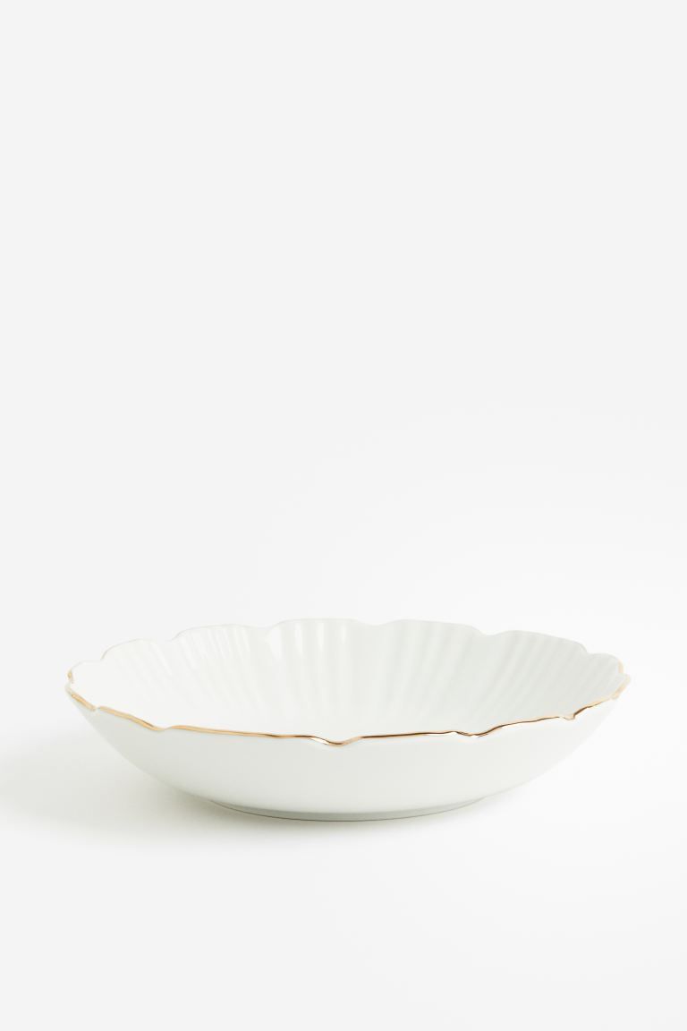 Porcelain Dish - White/gold-colored - Home All | H&M US | H&M (US + CA)