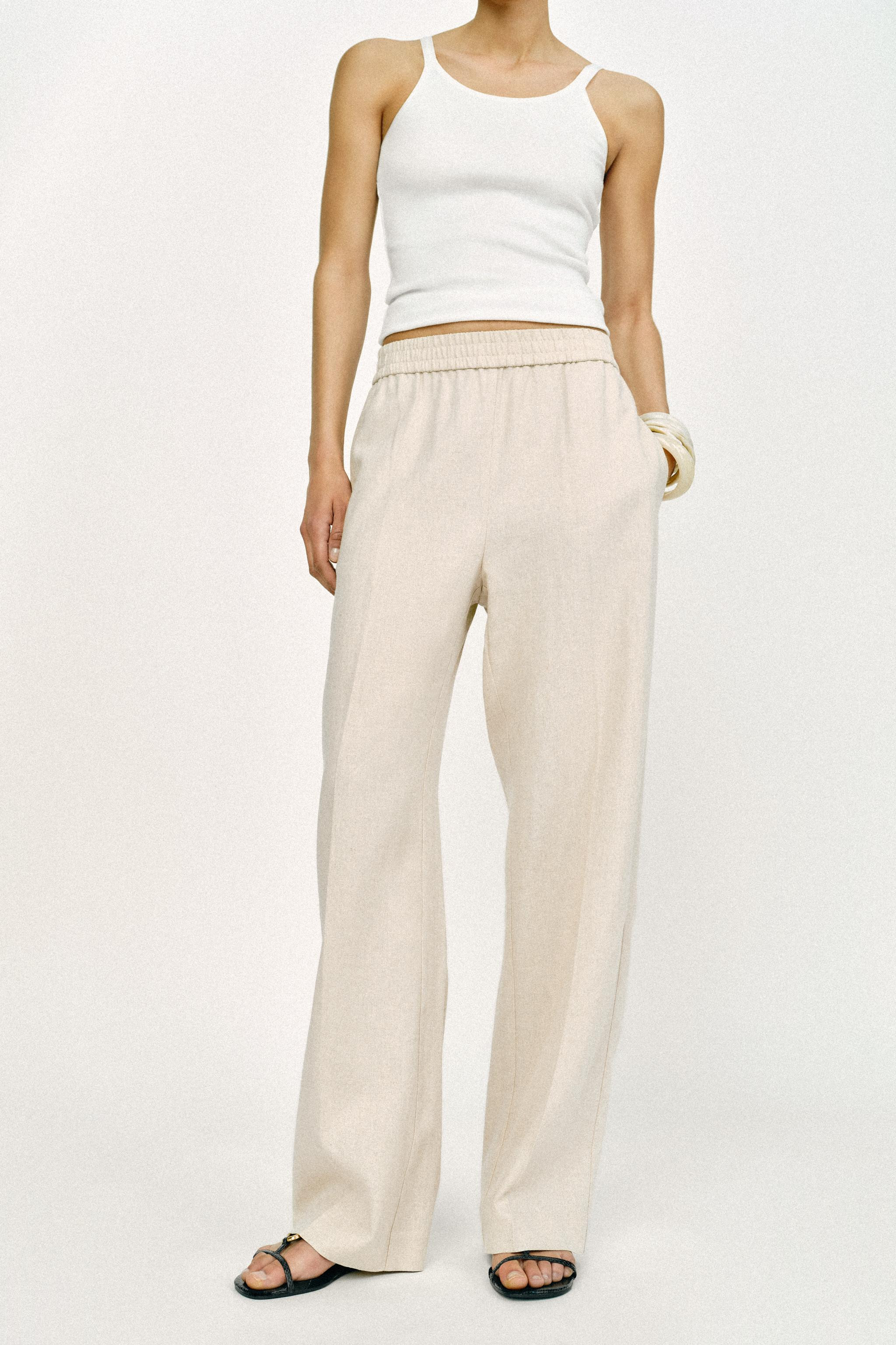 STRAIGHT TROUSERS WITH LINEN | Zara US
