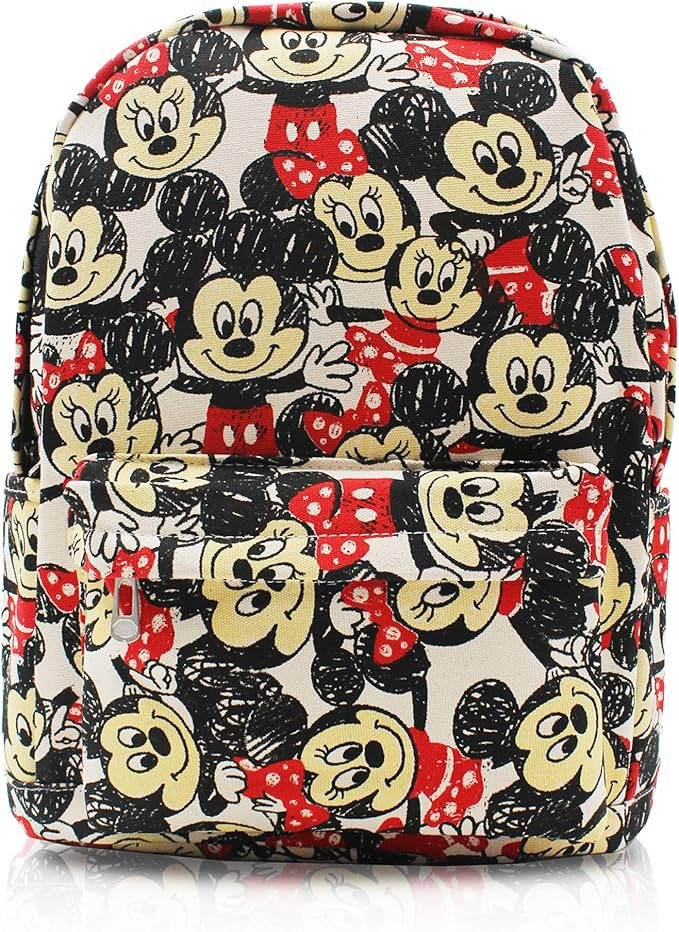Mickey Minnie Canvas Backpack Casual Daypack with 15 in Laptop Storage Compartment | Amazon (US)
