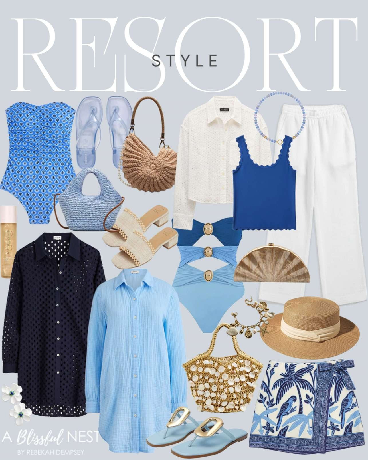 Resort-ready style that feels relaxed, chic, and travel-approved. Shop my picks.

flip flop jelly sandals, beaded flower stud earrings, eyelet cover up, button down gauze tunic cover up, Isla charm bracelet, strapless one piece swimsuit, wide brim straw hat, cropped eyelet button up shirt, small hand knotted straw tote, blue tank top, wide leg pull on pants, shell tote bag, Lottie sandals, beaded necklaces, one piece swimsuit, boho wrap mini skirt, seashell bag, Wnshonzy flip flops, shell acrylic clutch purse, sheer setting mist sunscreen. 

 #LTKHome