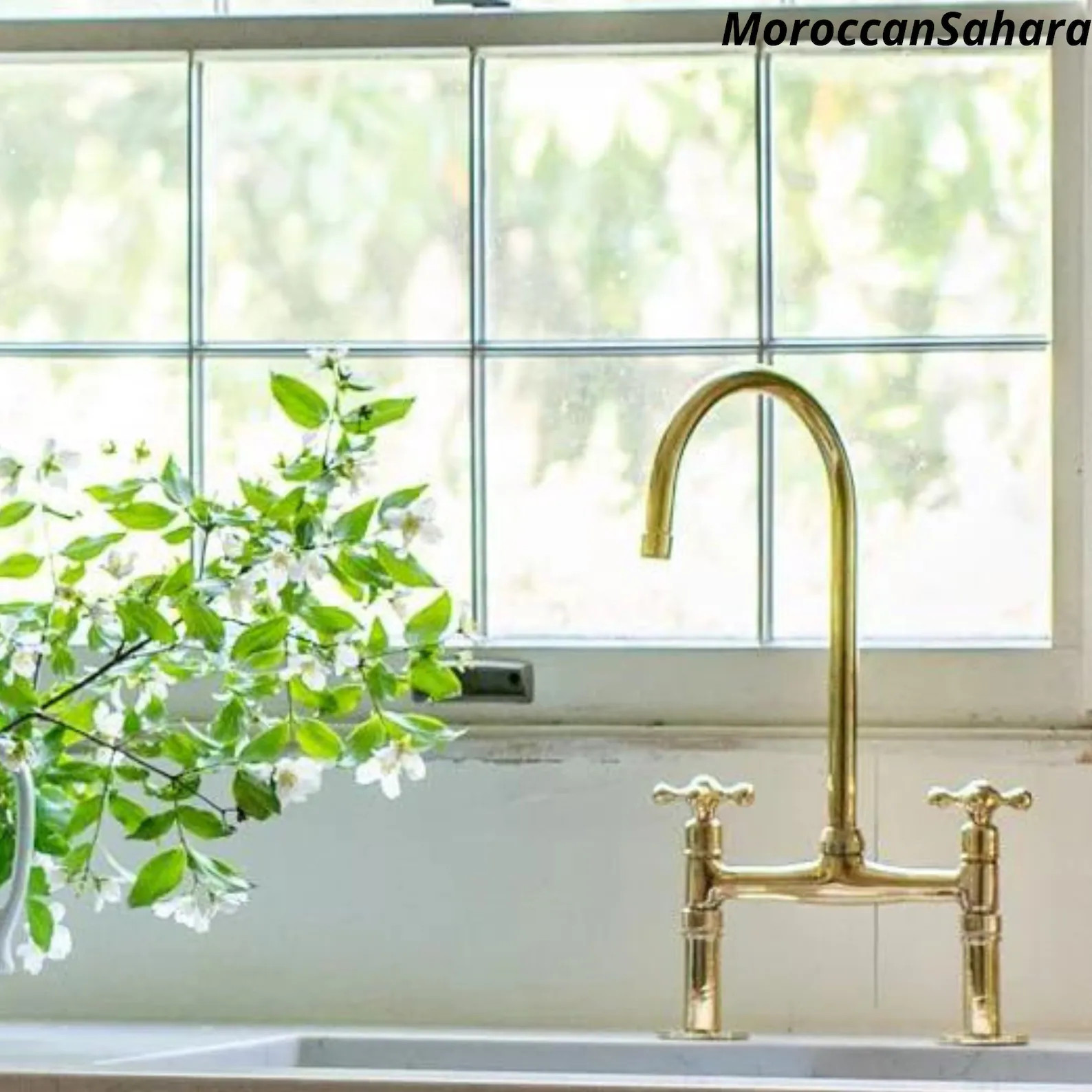 Unlacquered Solid Brass Bridge Kitchen Faucet: Antique Style Gooseneck | Etsy (US)